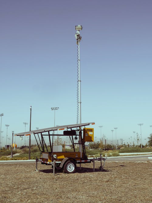 Cart with Solar Panels and Light Pole