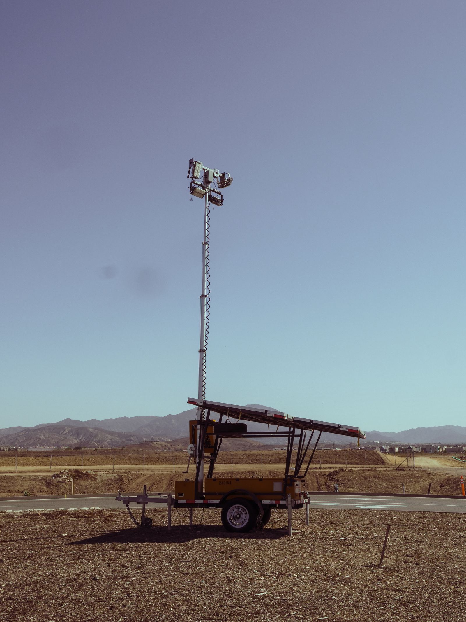 Portable solar-powered lighting equipment in an outdoor setting