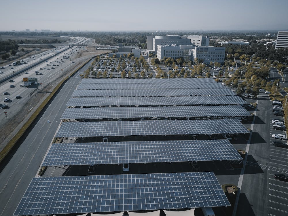 Free Aerial Footage of Solar Panels  Stock Photo