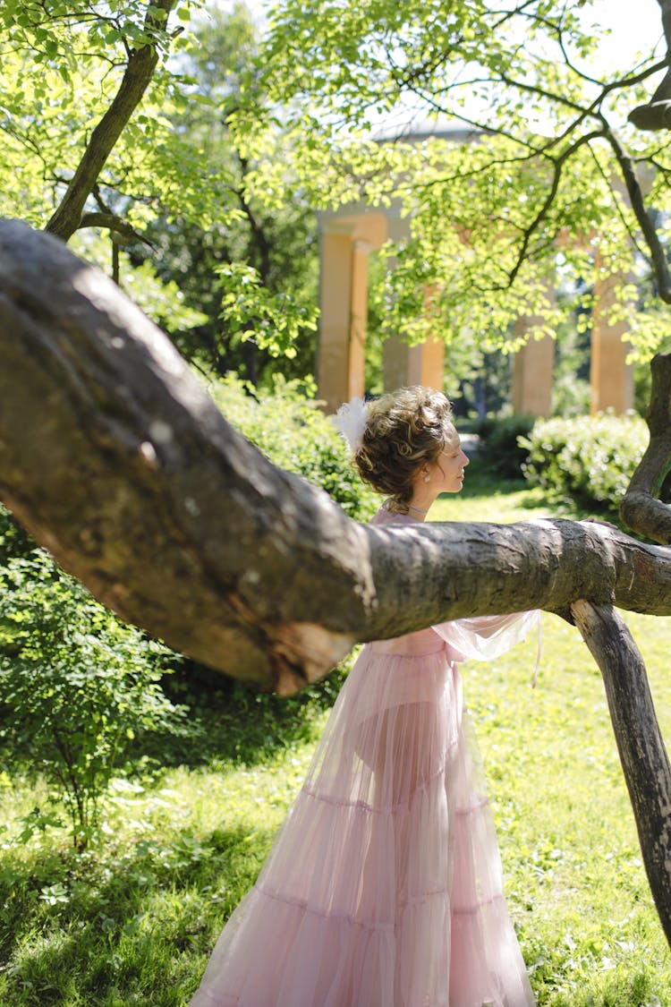 Elegant Woman In Pink Dress