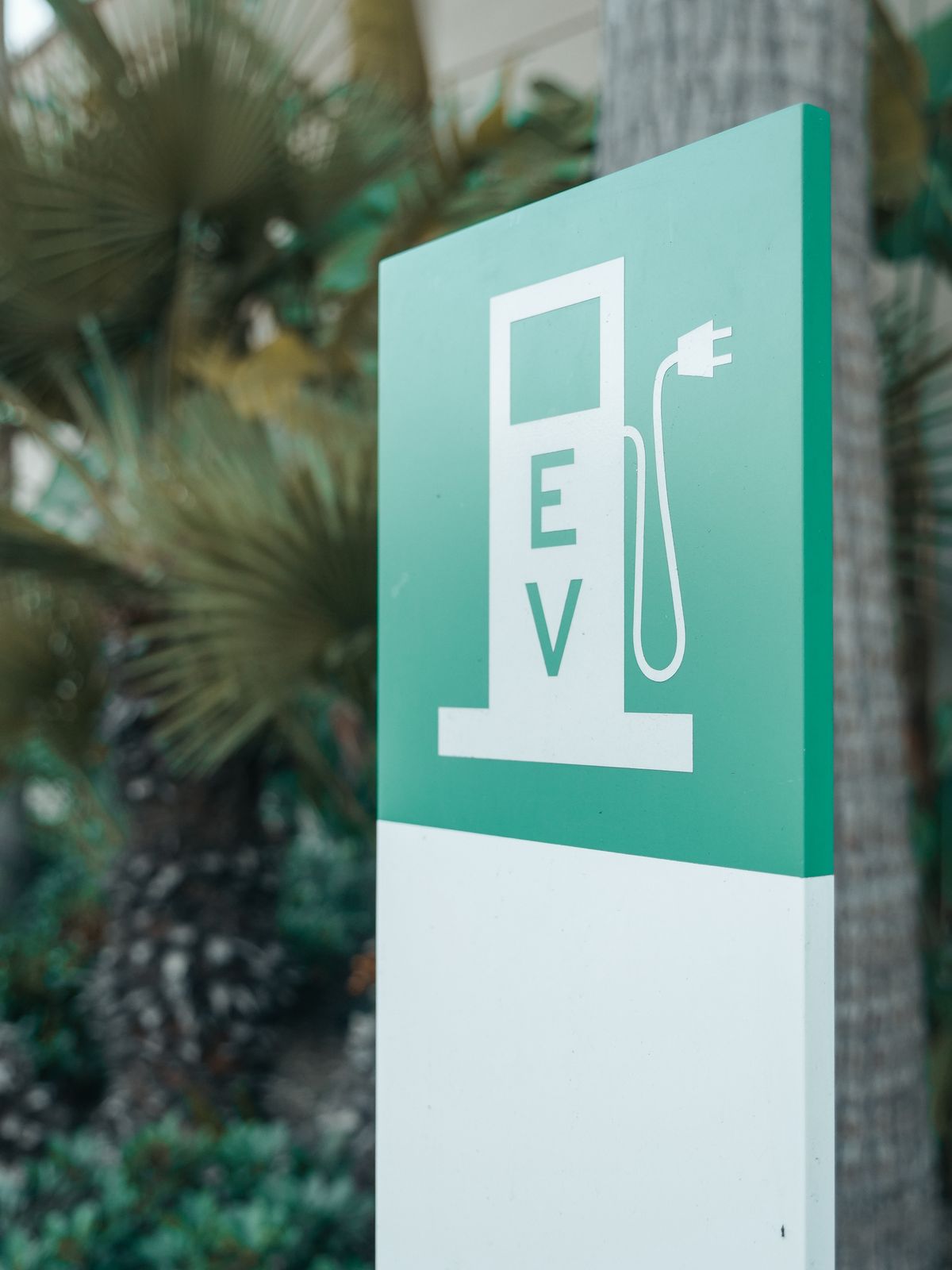 Public EV charging signage near parking bays