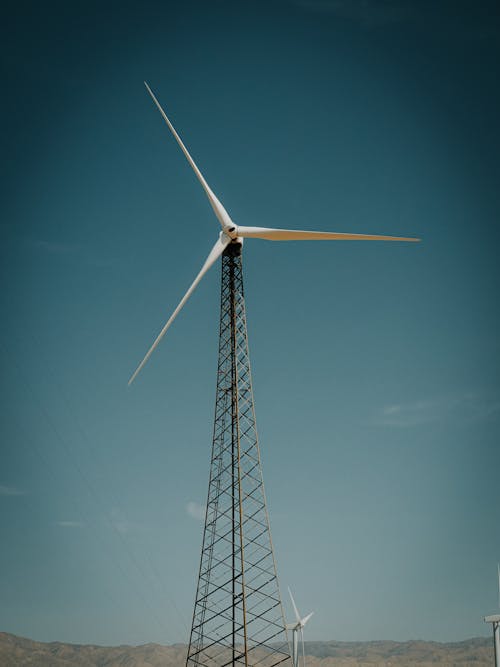 Wind Turbine under Blue Sky 