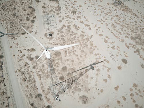 Aerial Photography of Turbine on Brown Field