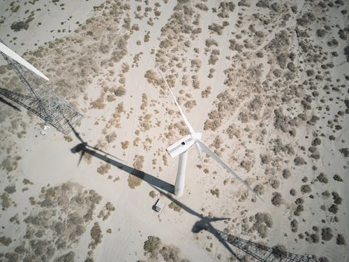 Drone Shot of Wind Turbine on the Countryside