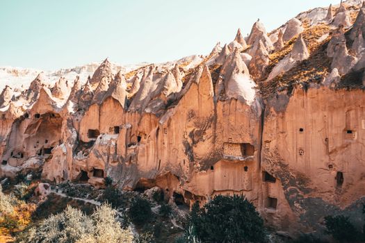 Stunning rock formations in Cappadocia, Nevşehir, showcasing ancient geological wonders.