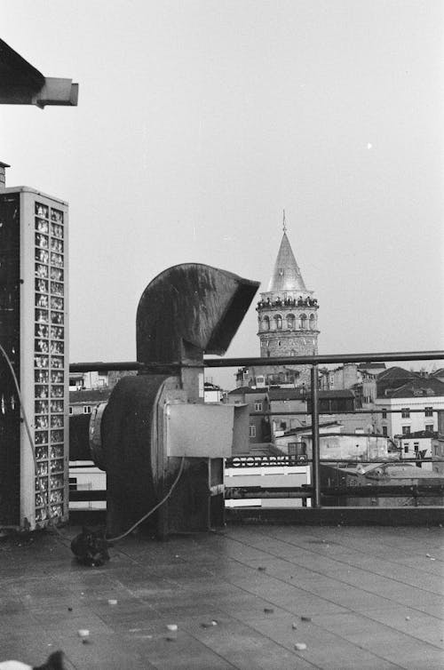 Free View of the Galata Tower from a Rooftop Stock Photo