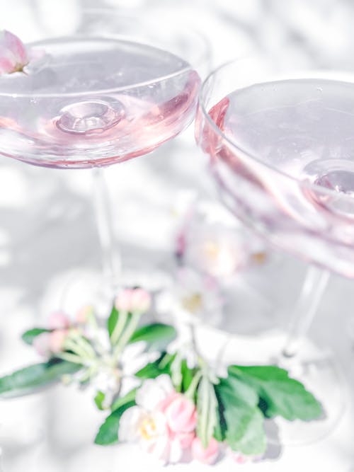 Clear Wine Glass With Pink Liquid