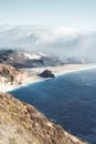 Cloudy coastline with highway