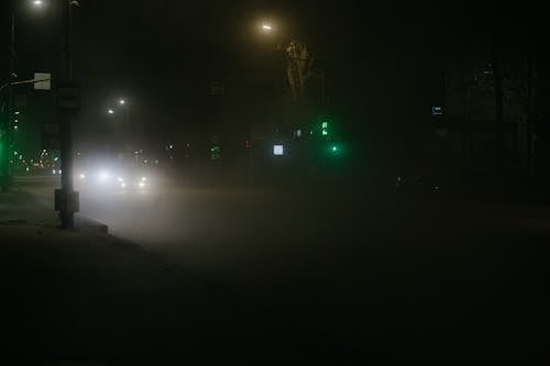 Foggy City Street at Night 