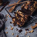 Brown Bread on Black Tray