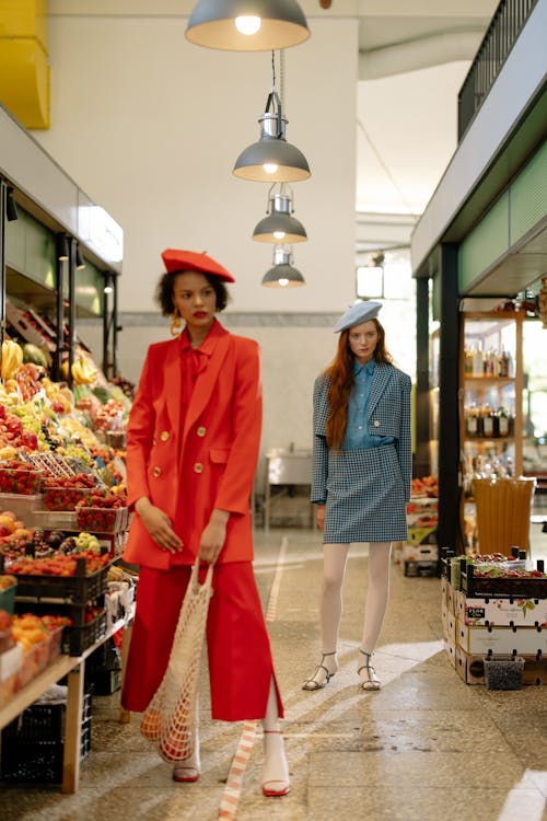 Free Women Standing Inside the Grocery Stock Photo