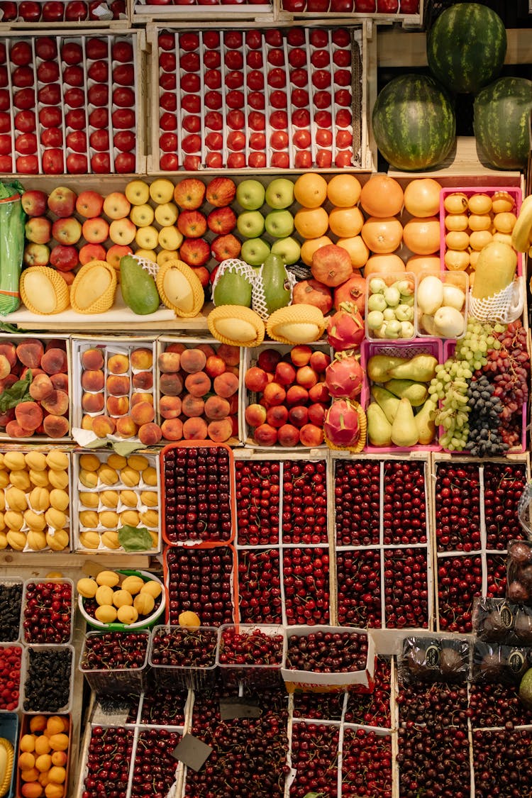 An Assorted Fruits On A Fruit Stand