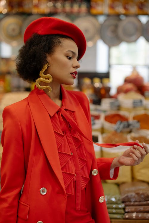 Woman Wearing Red Clothing