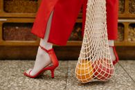 Woman in Red Sandals and Pants