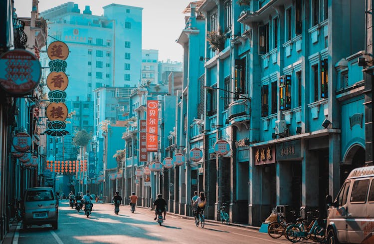 City Street In Guangzhou, China 