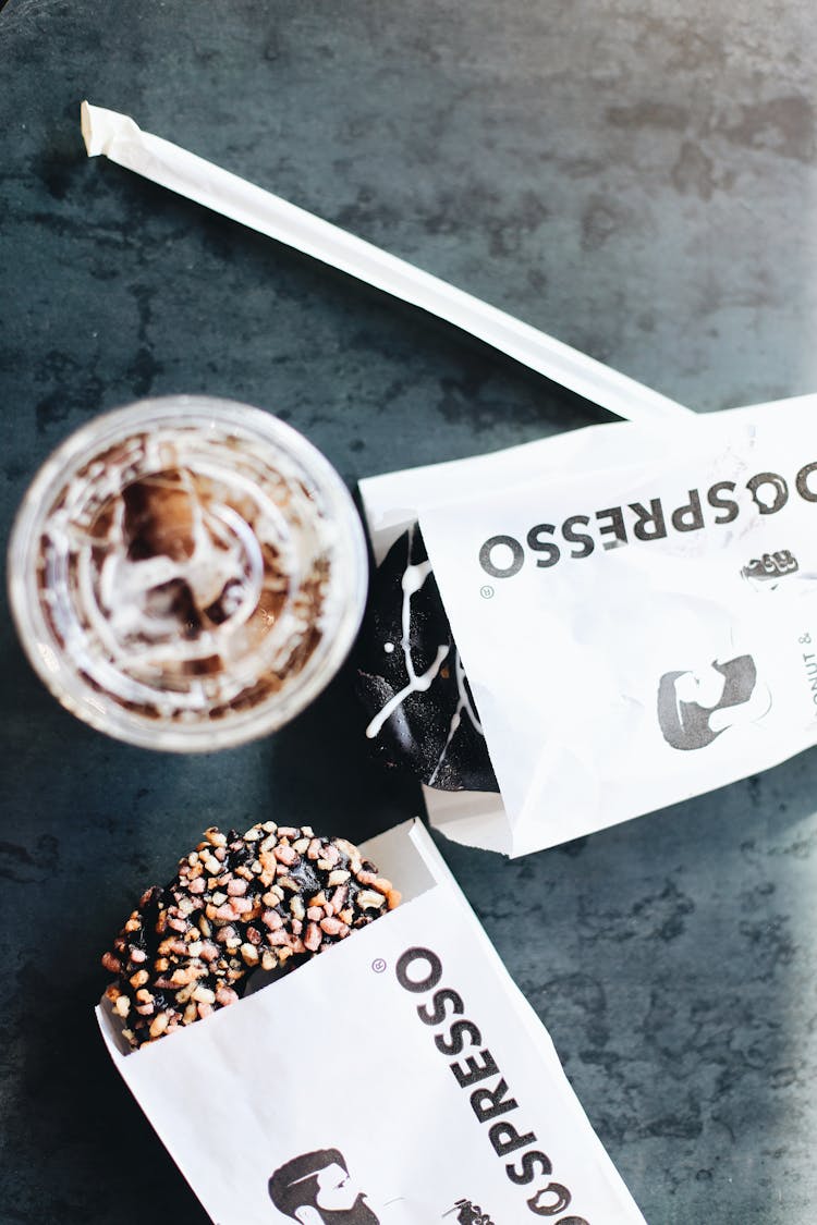 Donuts Beside A Frappe Drink