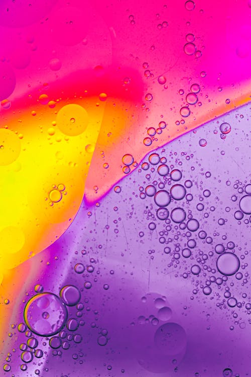 Close-Up Photo of Bright Colors with Bubbles