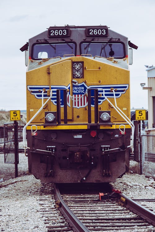 Yellow Train On Railway