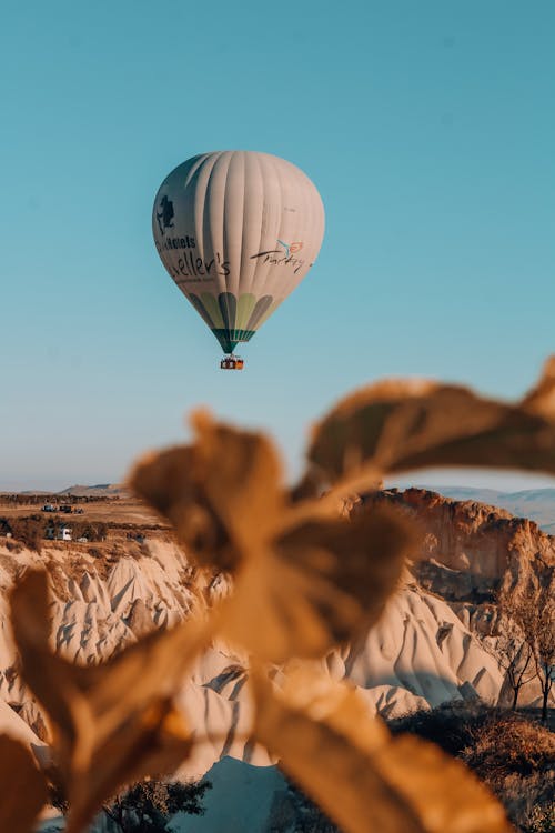 Hot Air Balloon Flying under the Blue Sky