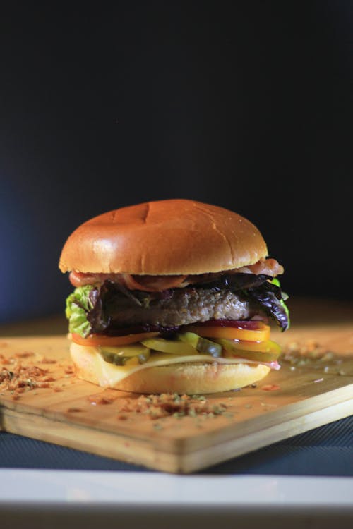 Close-Up Photo of a Burger Sandwich