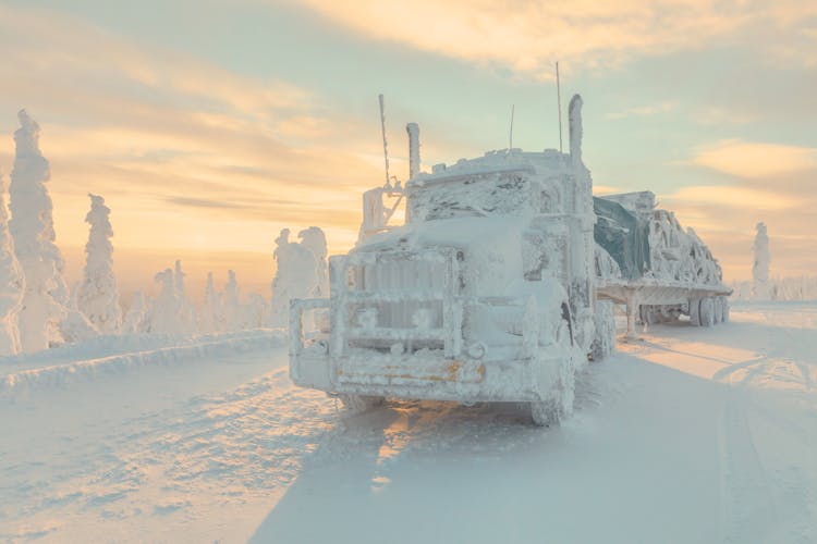 Frozen Truck And Snow