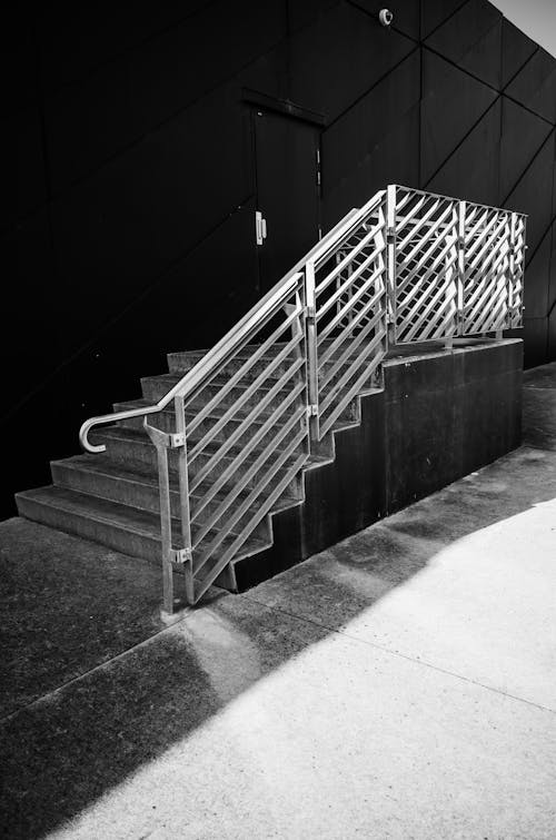 Black and White Photograph of a Staircase