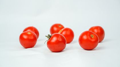 Ripe red tomatoes on a plain backdrop. Photo by Gurpreet Singh on Pexels.