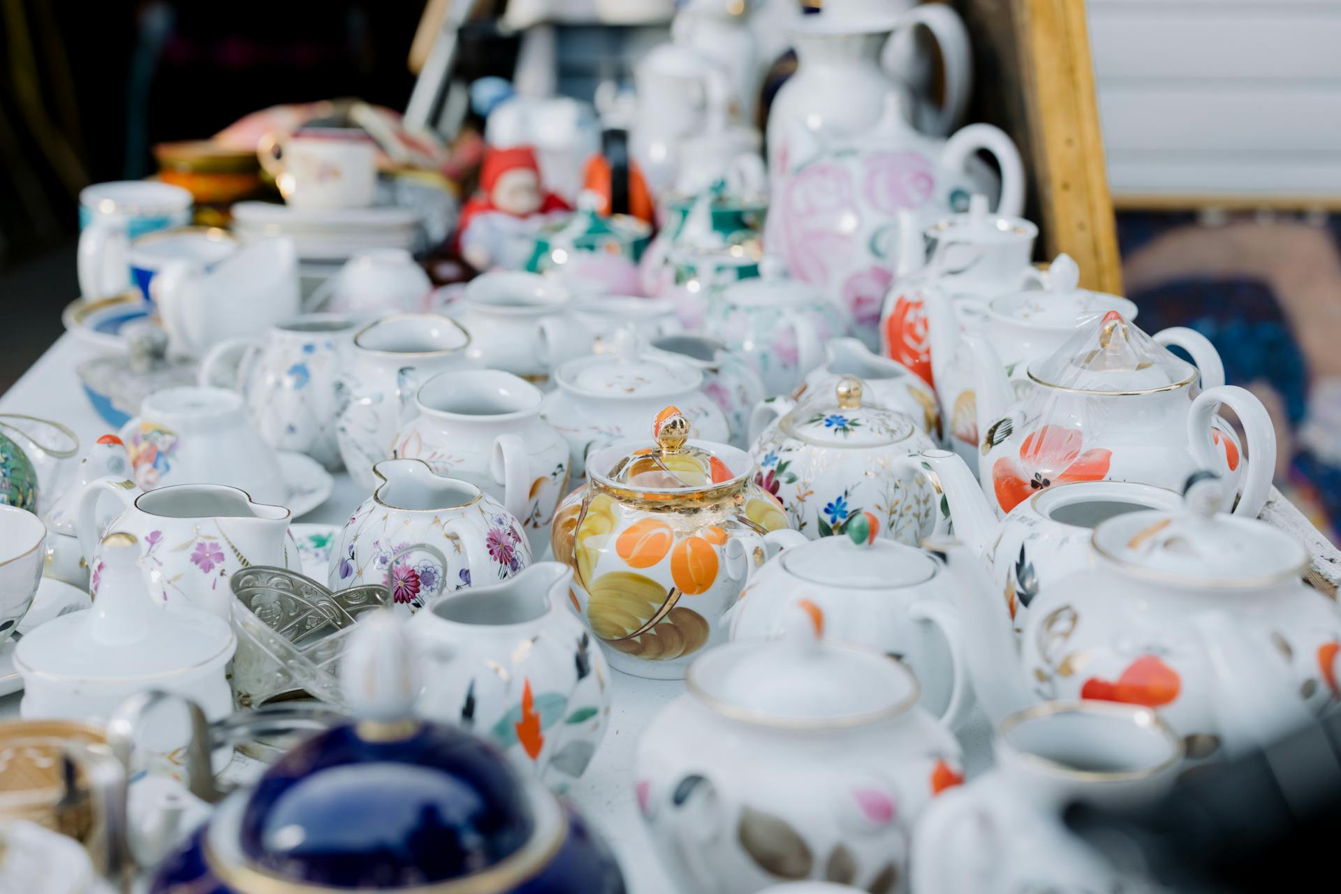 Collection of Porcelain Teapots in Tilt-Shift Lens