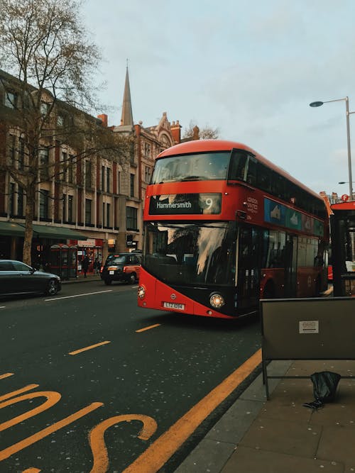 Free A Red Double Decker Bus on the Road Stock Photo