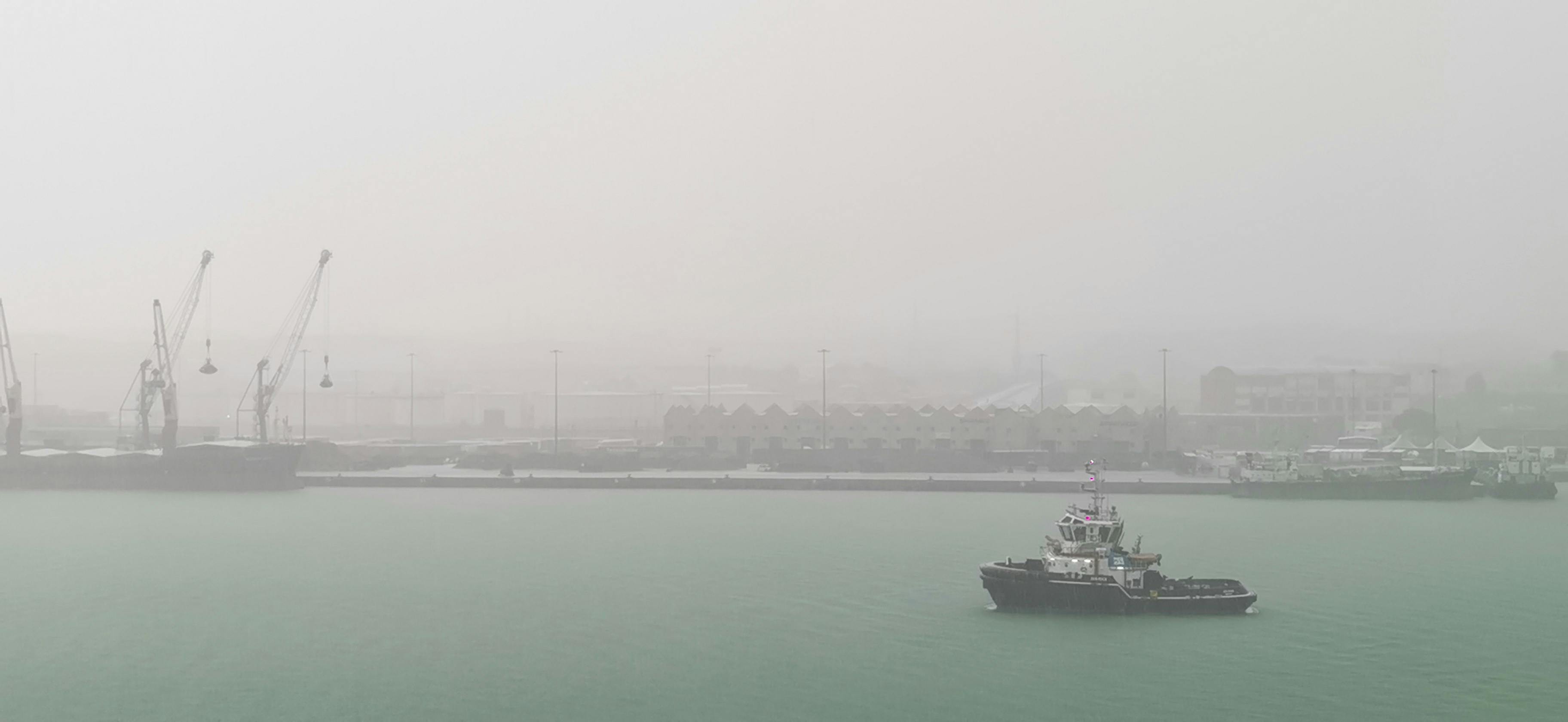 Industrial gas facility at night