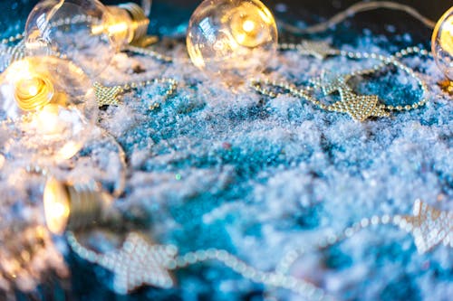 Close-up of Christmas Garlands and Lights