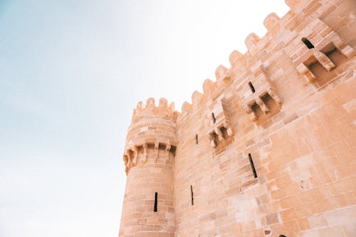 Low-Angle Shot of a Brown Castle