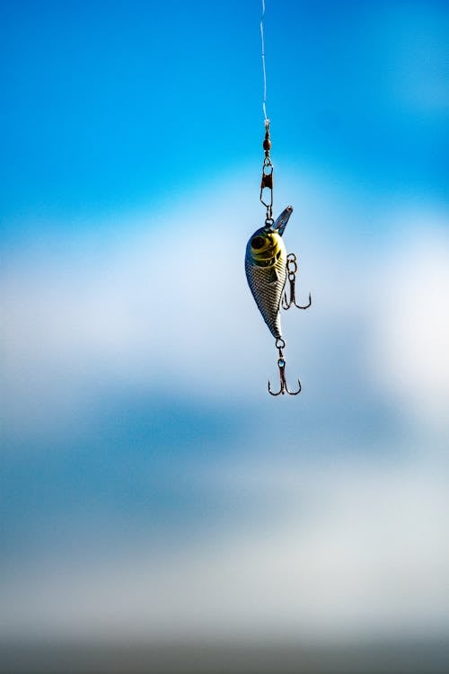 A  Piece of Fishing Bait with Metallic Hooks