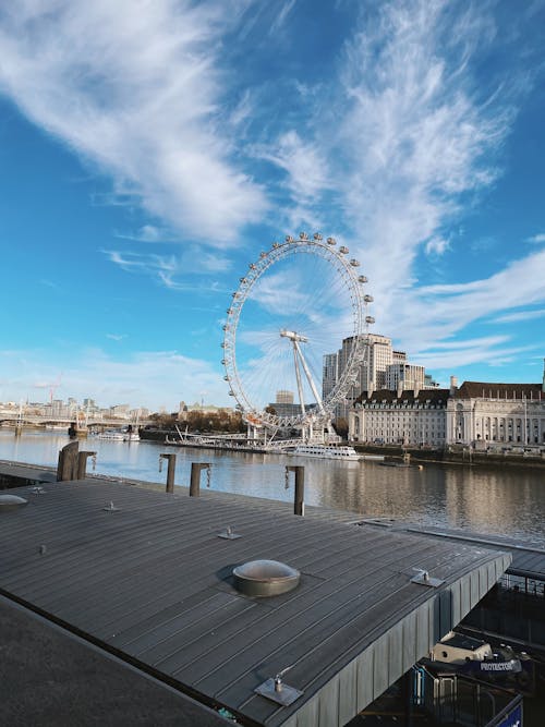 Ferris Wheel near River in City