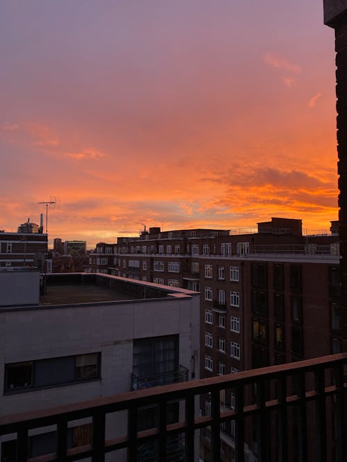 Buildings in a City at Sunset