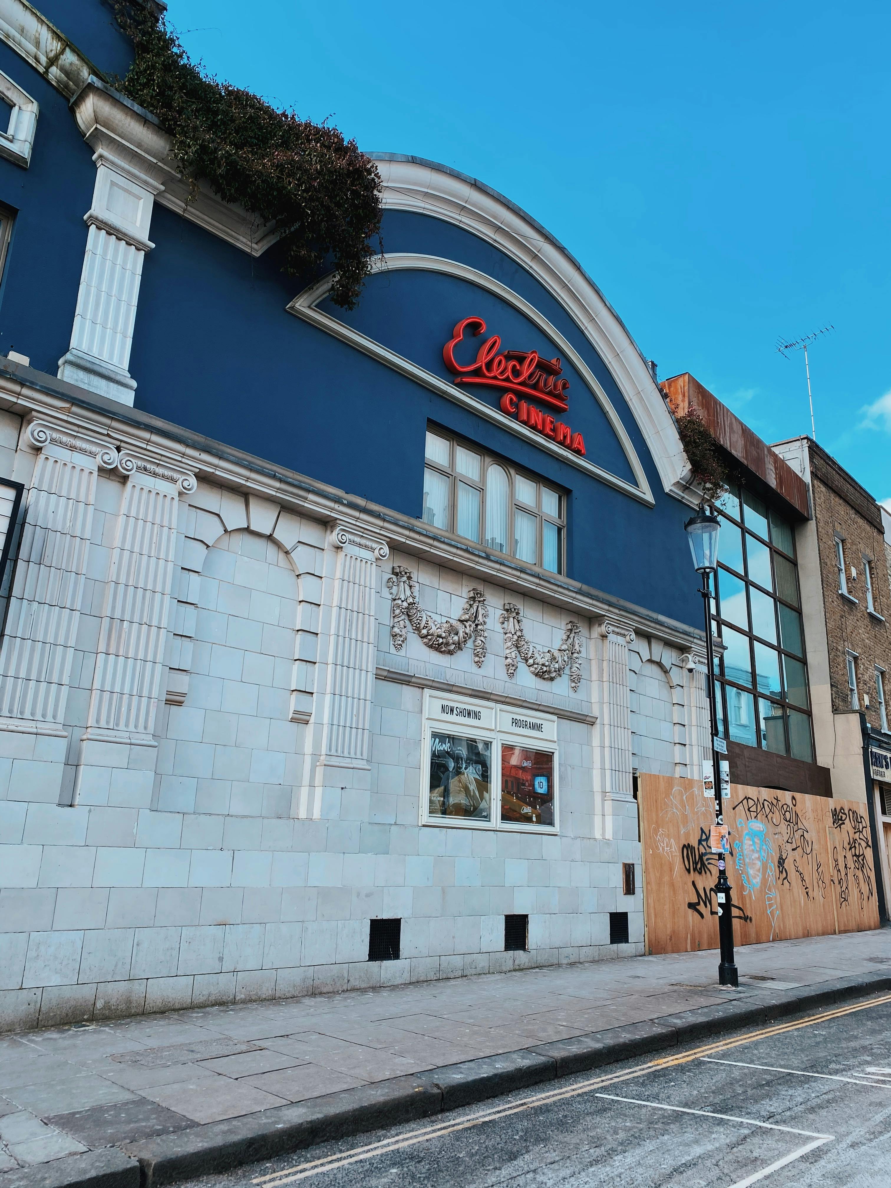 Free Exterior view of the iconic Electric Cinema building in London with classical architecture. Stock Photo