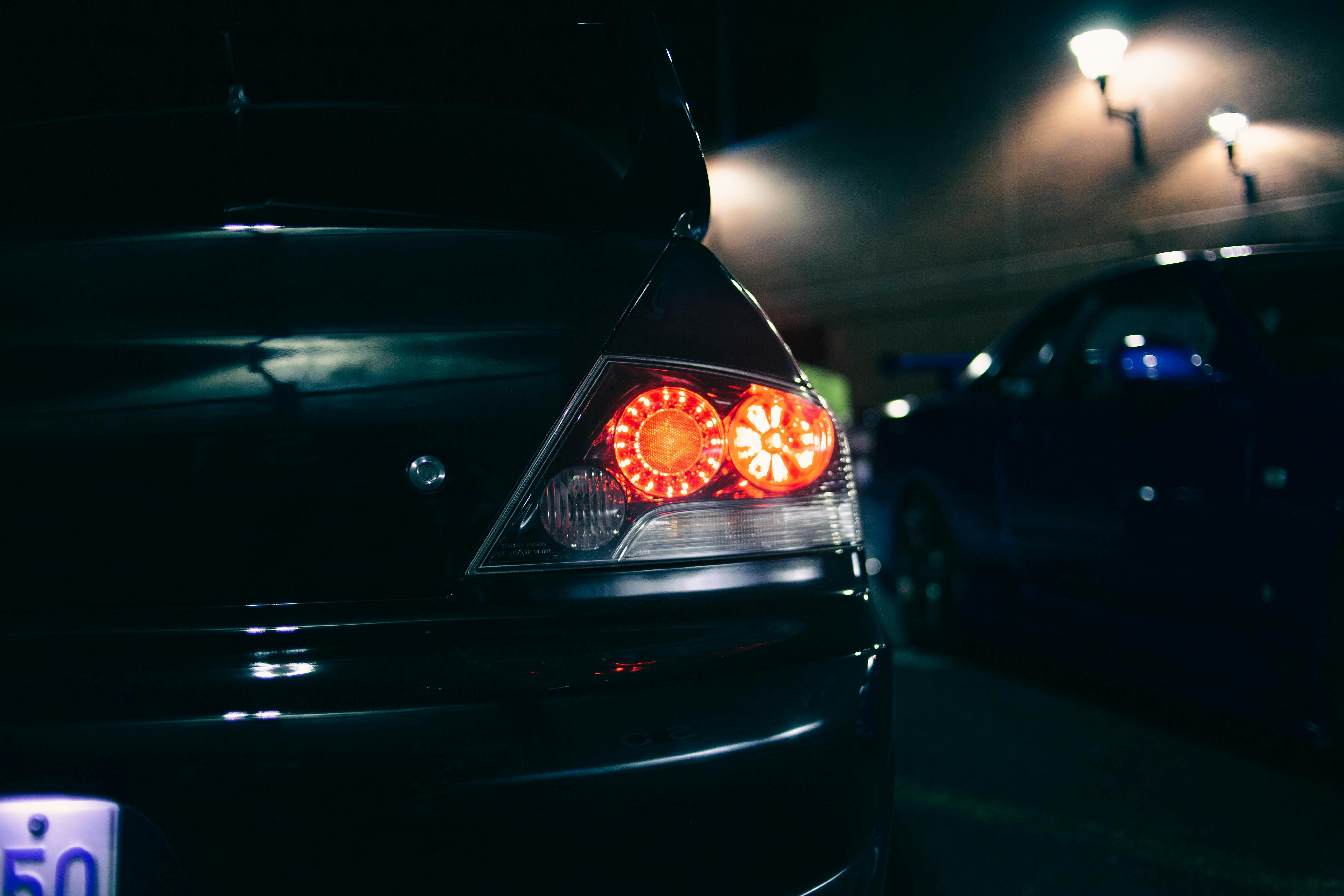 close up of car back lights