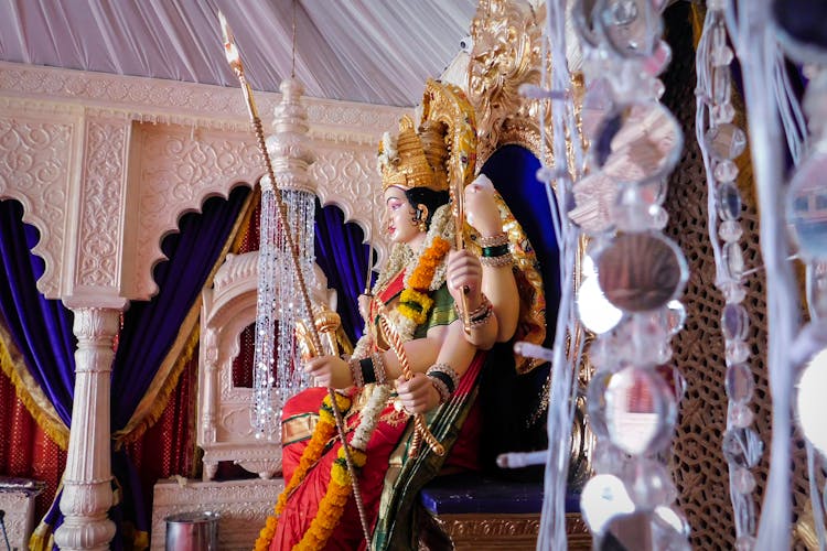 Hindu Goddess Inside A Temple