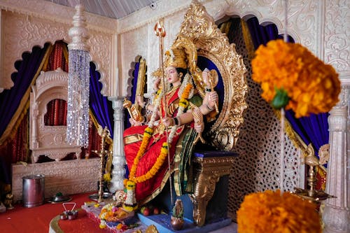 Hindu Goddess Sculpture at a Temple