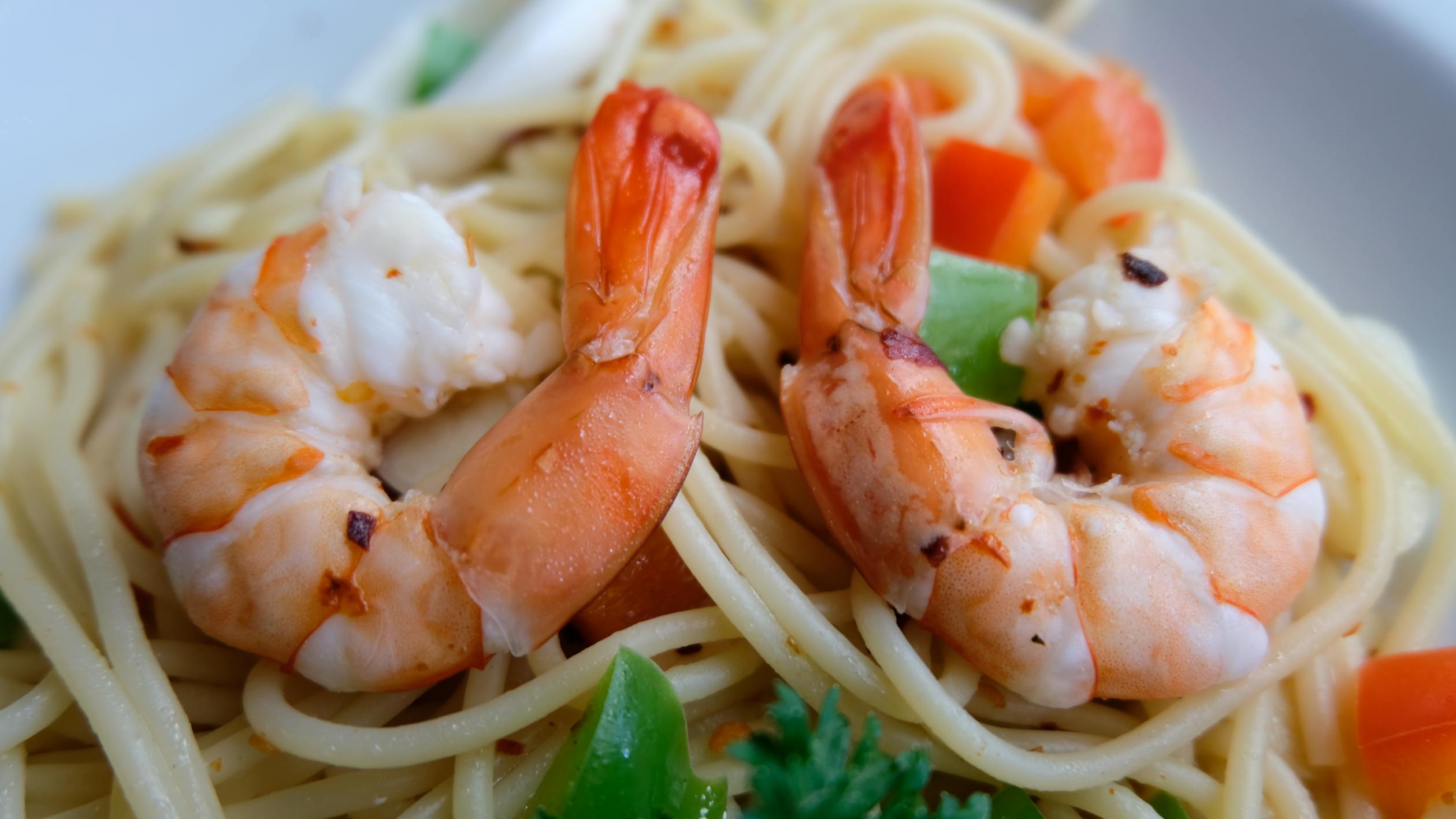 Close up of Spaghetti with Shrimps