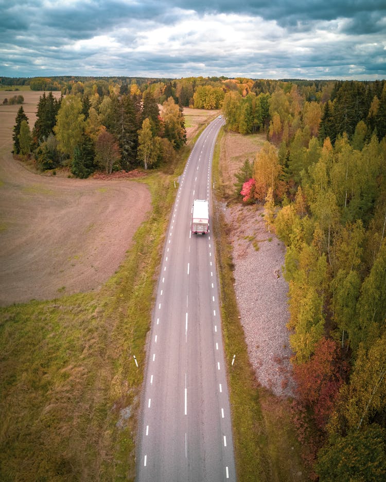 Aerial Photography Of Truck On The Road