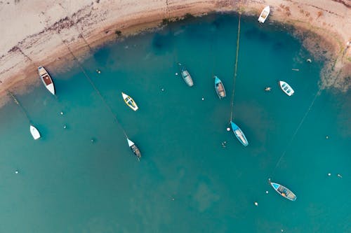 Fotobanka s bezplatnými fotkami na tému člny, letecké snímkovanie, modrá lagúna