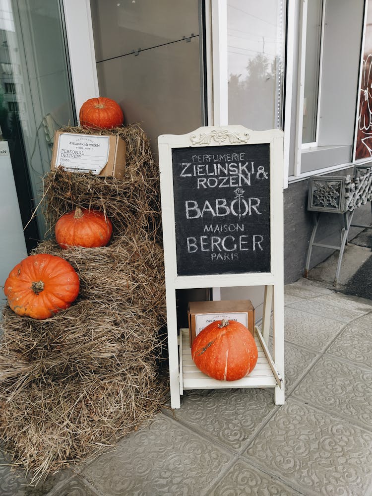 Autumn Decor With Pumpkins Of Brand Store