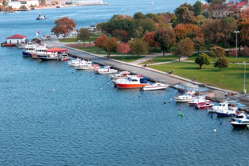 Aerial Photography of Yachts on the Pier