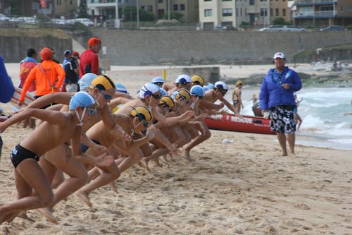 Boys Running to Sea in Competition