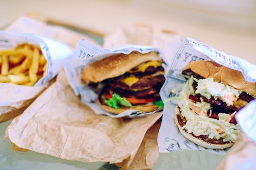 Free Hamburgers and Fries Stock Photo