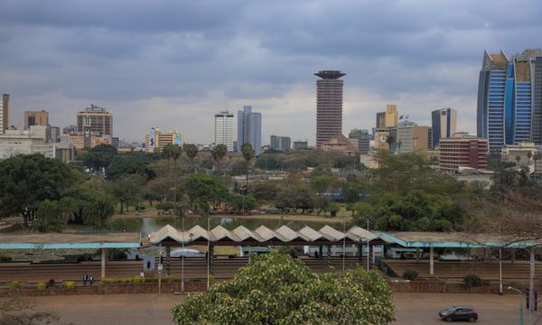 Nairobi city skyline with KICC and Uhuru Park