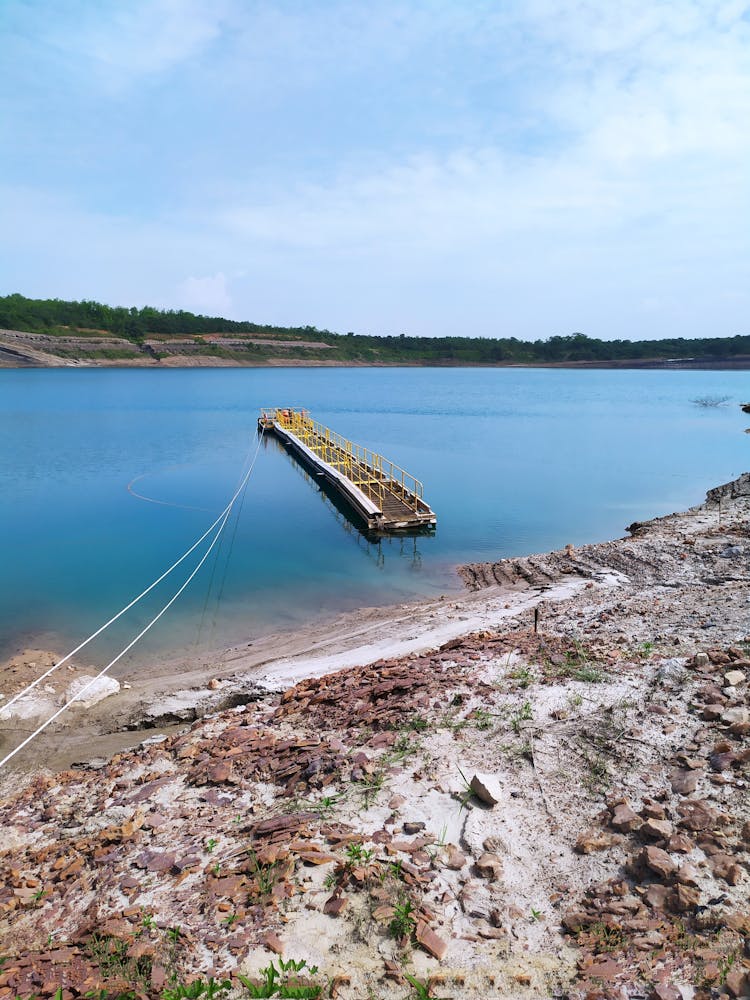 Wooden Floating Bridge In Water