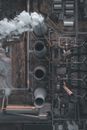 High chimneys and buildings of central heating plant from above