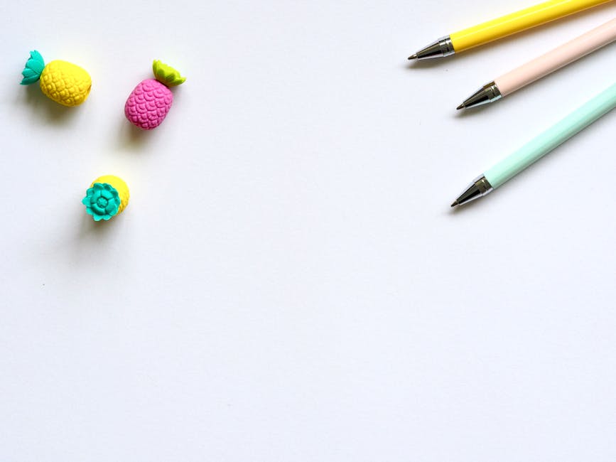 Pink, Yellow, and Blue Push Pins and Brown Pencil · Free Stock Photo